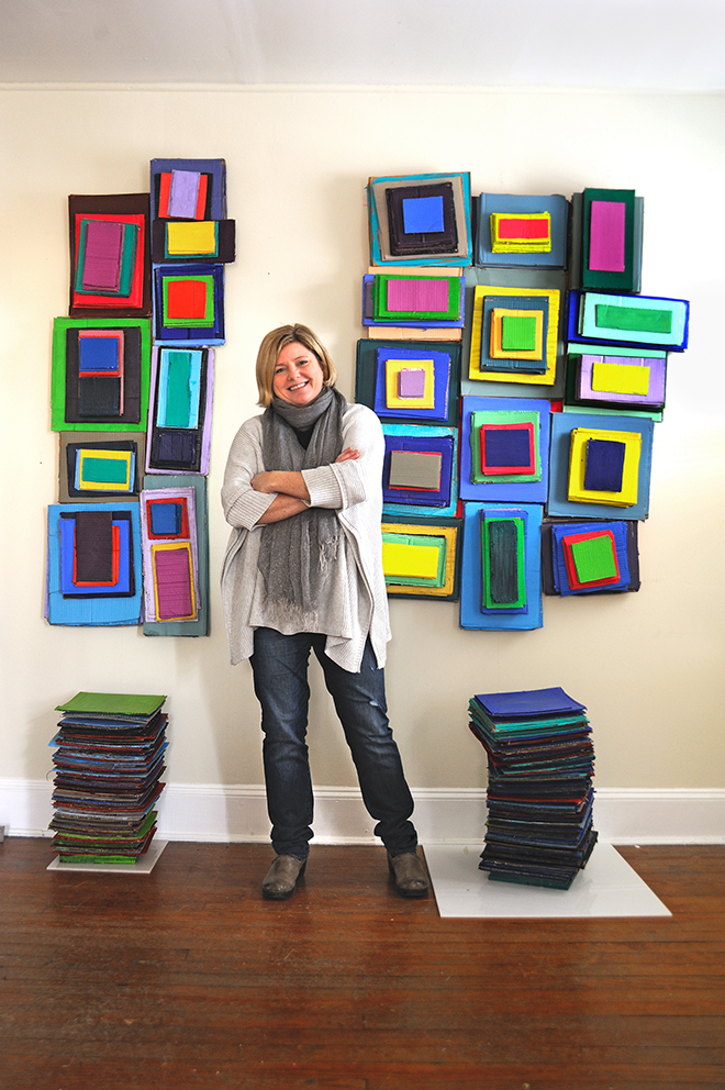 Carrie Patterson at an exhibition of her work