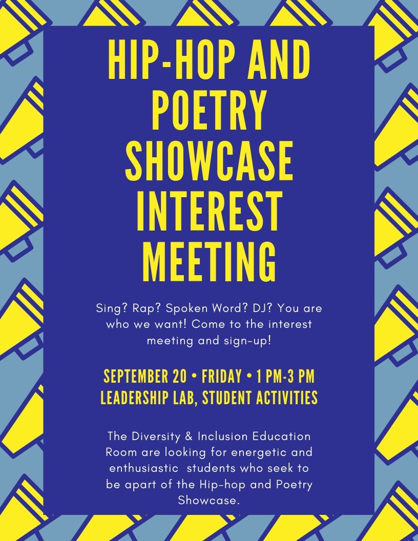 Flyer for Hip-Hop and Poetry Showcase Interest Meeting