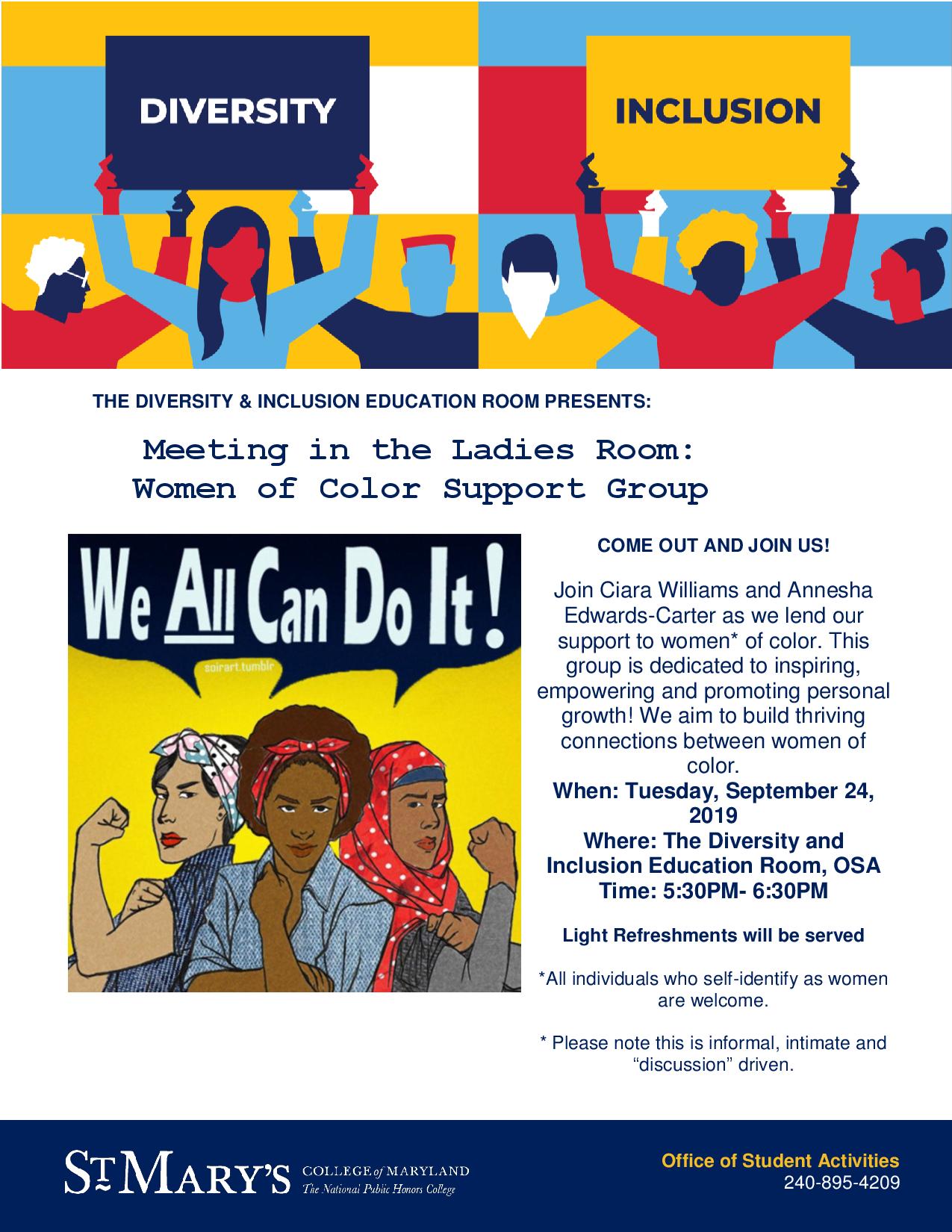 Meeting in the Ladies Room: Women of Color Support Group | St. Marys ...