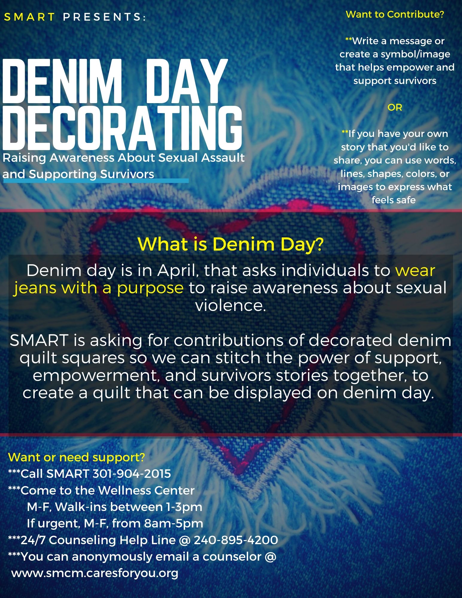 Flyer with denim background with details found in the full announcement