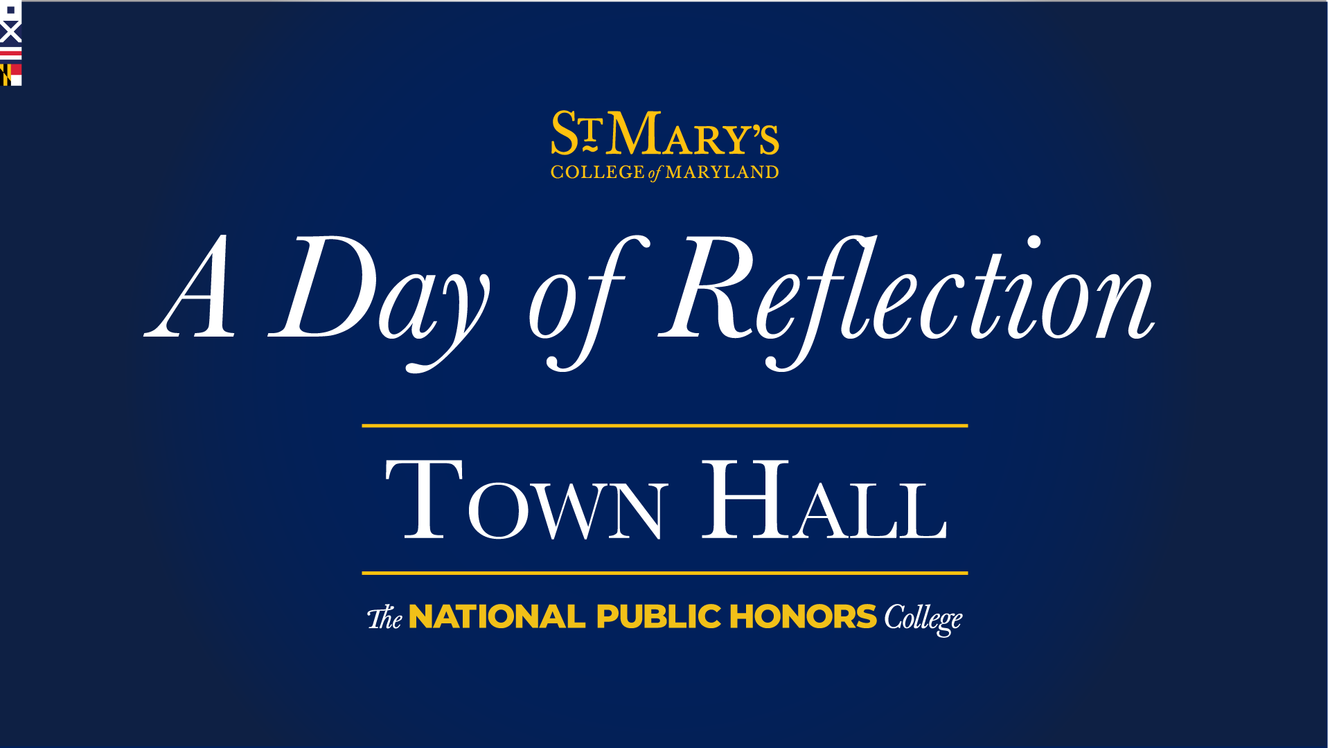 A Day of Reflection Town Hall words on blue background