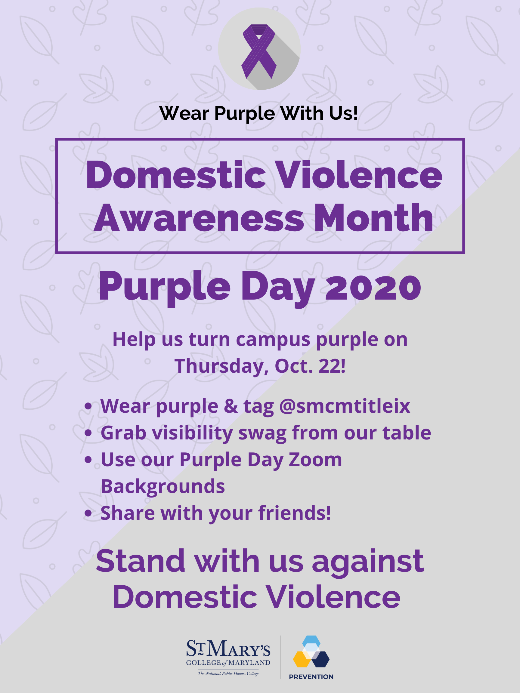 Purple Poster with flowers Advertising Purple Day. Details are repeated in the announcement. 