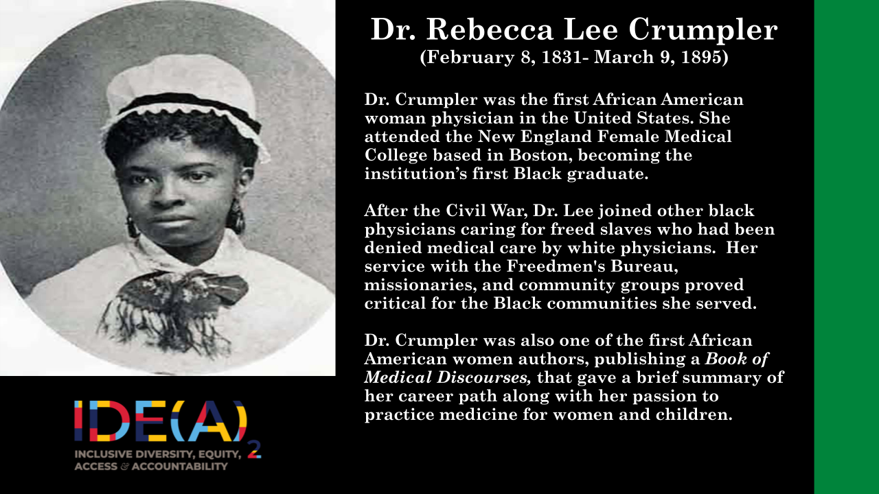 Notable person in Black History, Dr. Rebecca Lee Crumpler. 