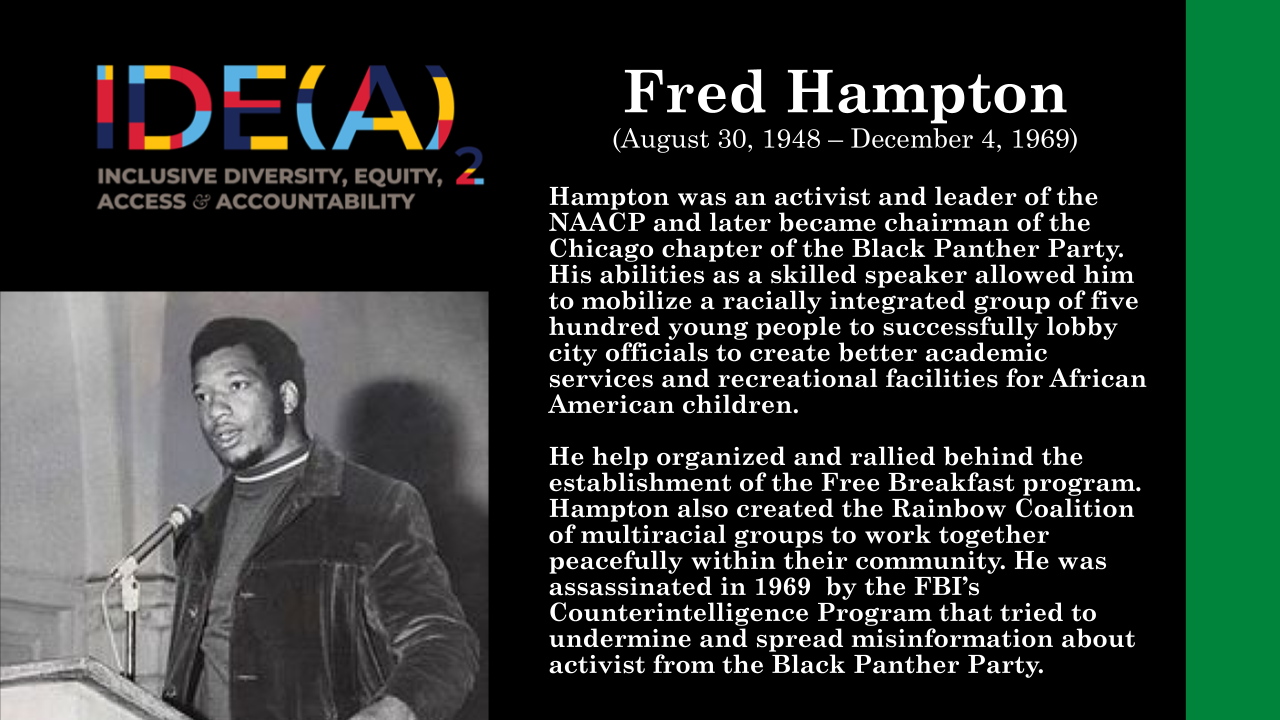 Notable person in Black History, Fred Hampton. 