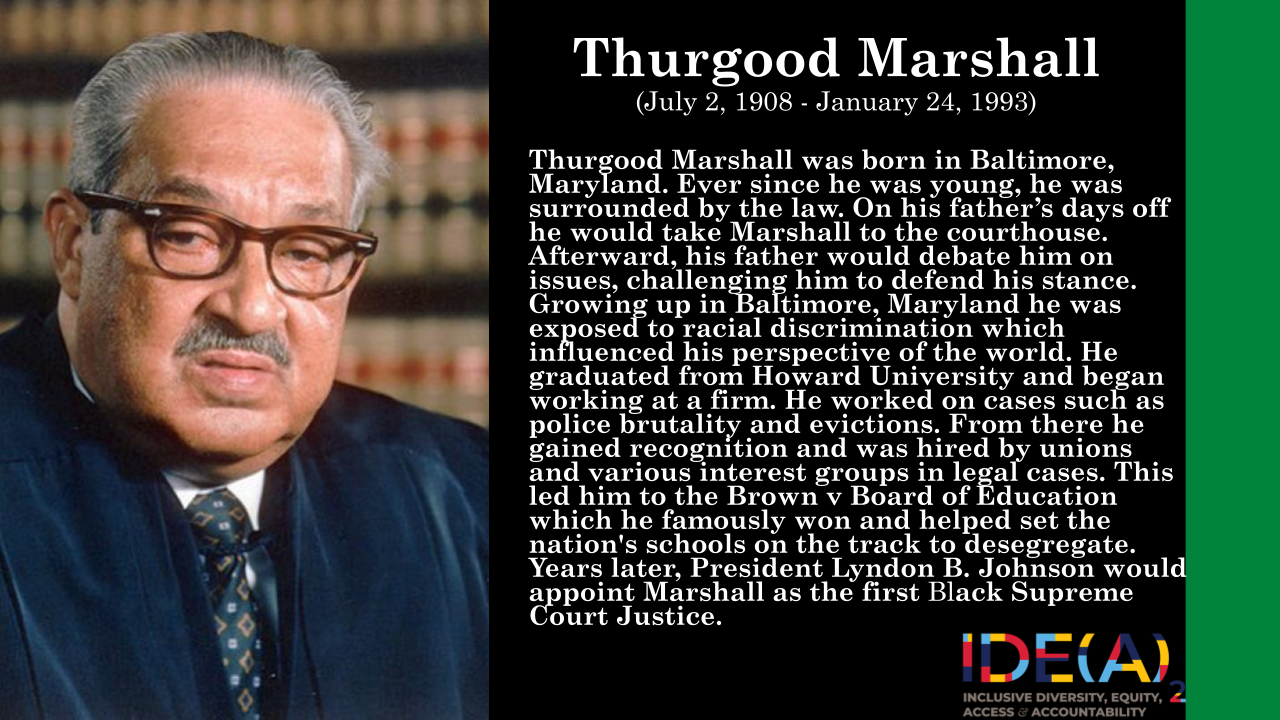 Notable event in Black History, Thurgood Marshall. 