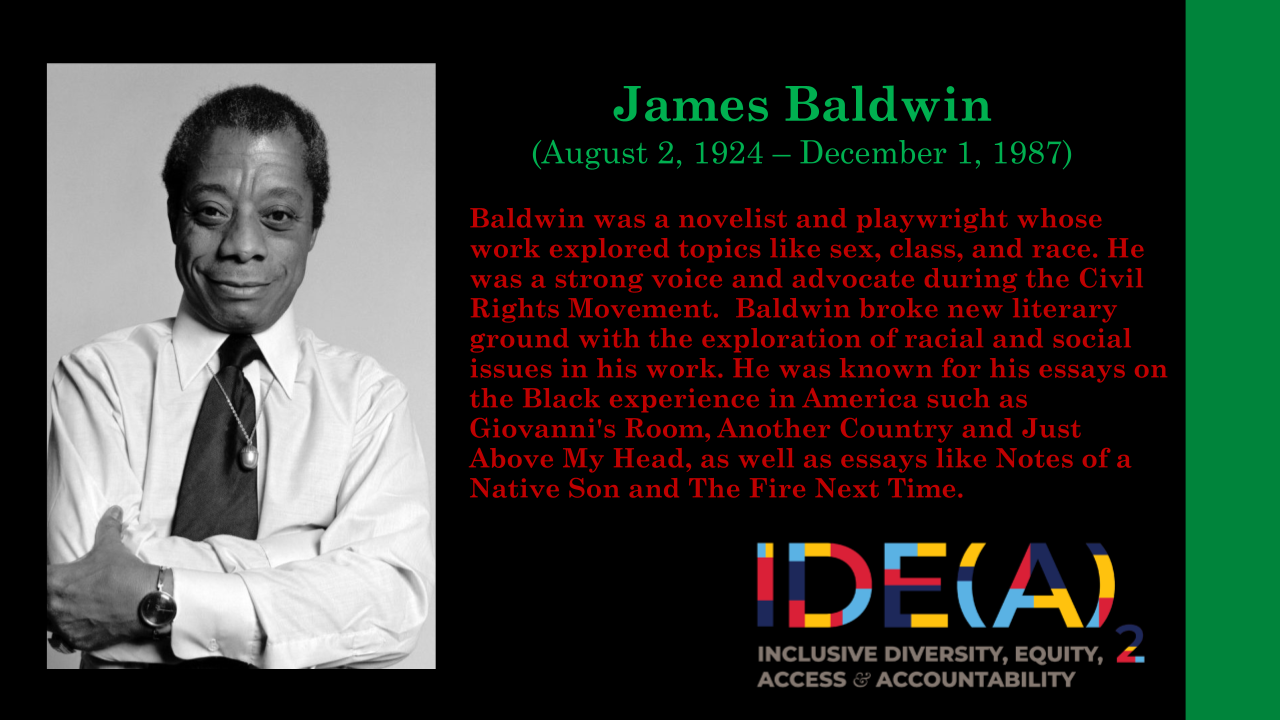 Notable person in Black History, James Baldwin. 
