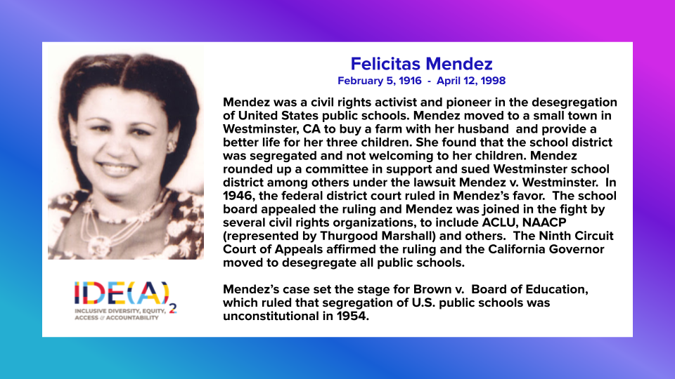 Notable person in Women's History Month, Felicitas Mendez