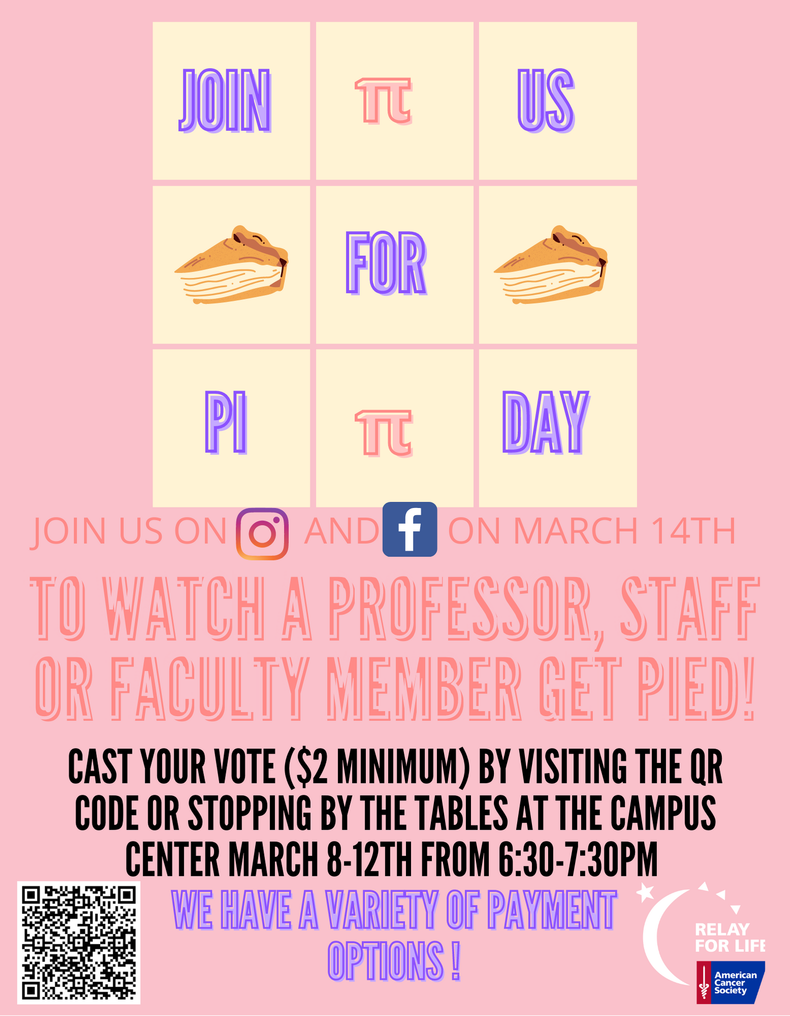 RFL Pi day Fundraiser! Donate to cast your vote for Angie Draheim, Joanne Goldwater, Alan Jamieson, Scott Mirabile, Sahar Shafqat, or Laurie Scherer!