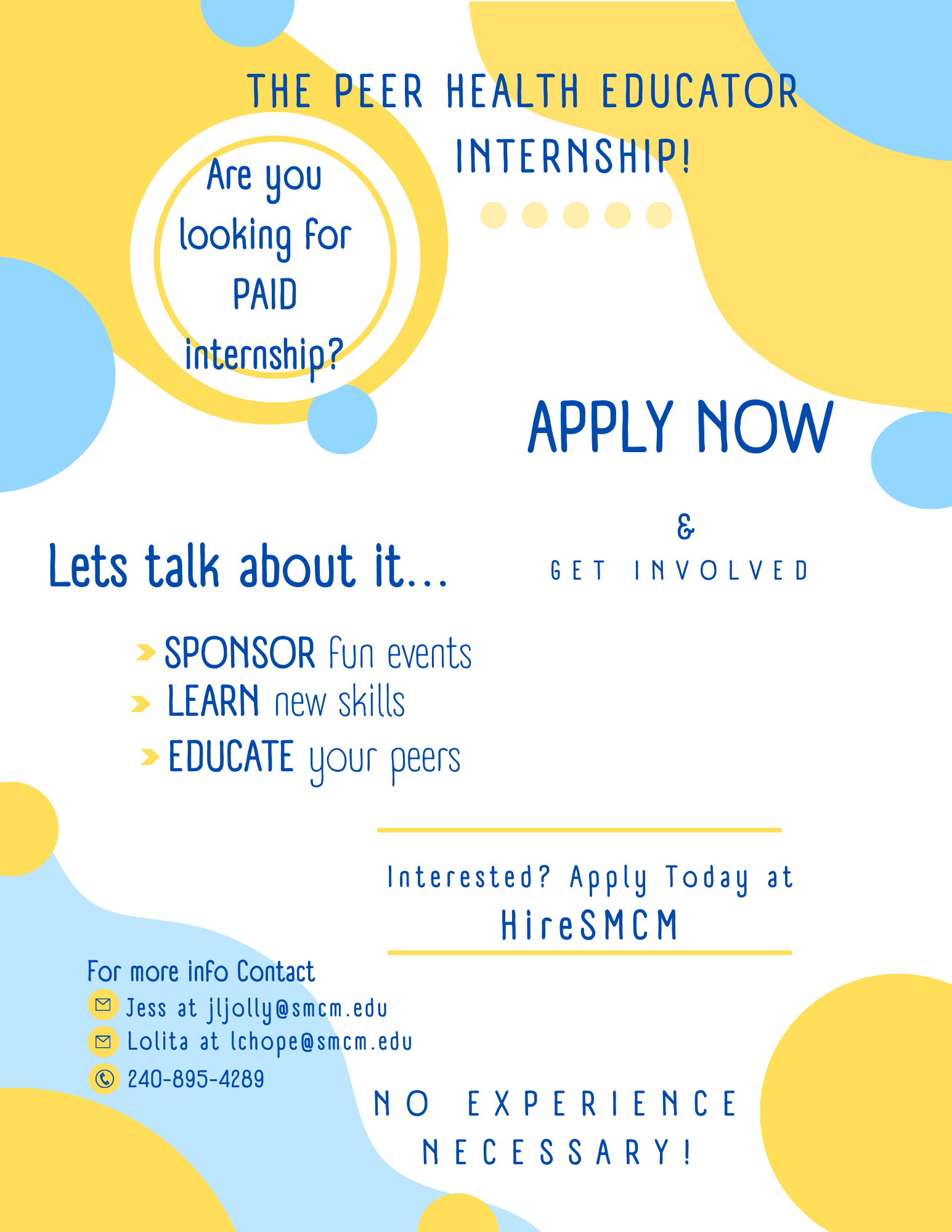 Apply for the Peer Health Educator Internship - Spring 2022