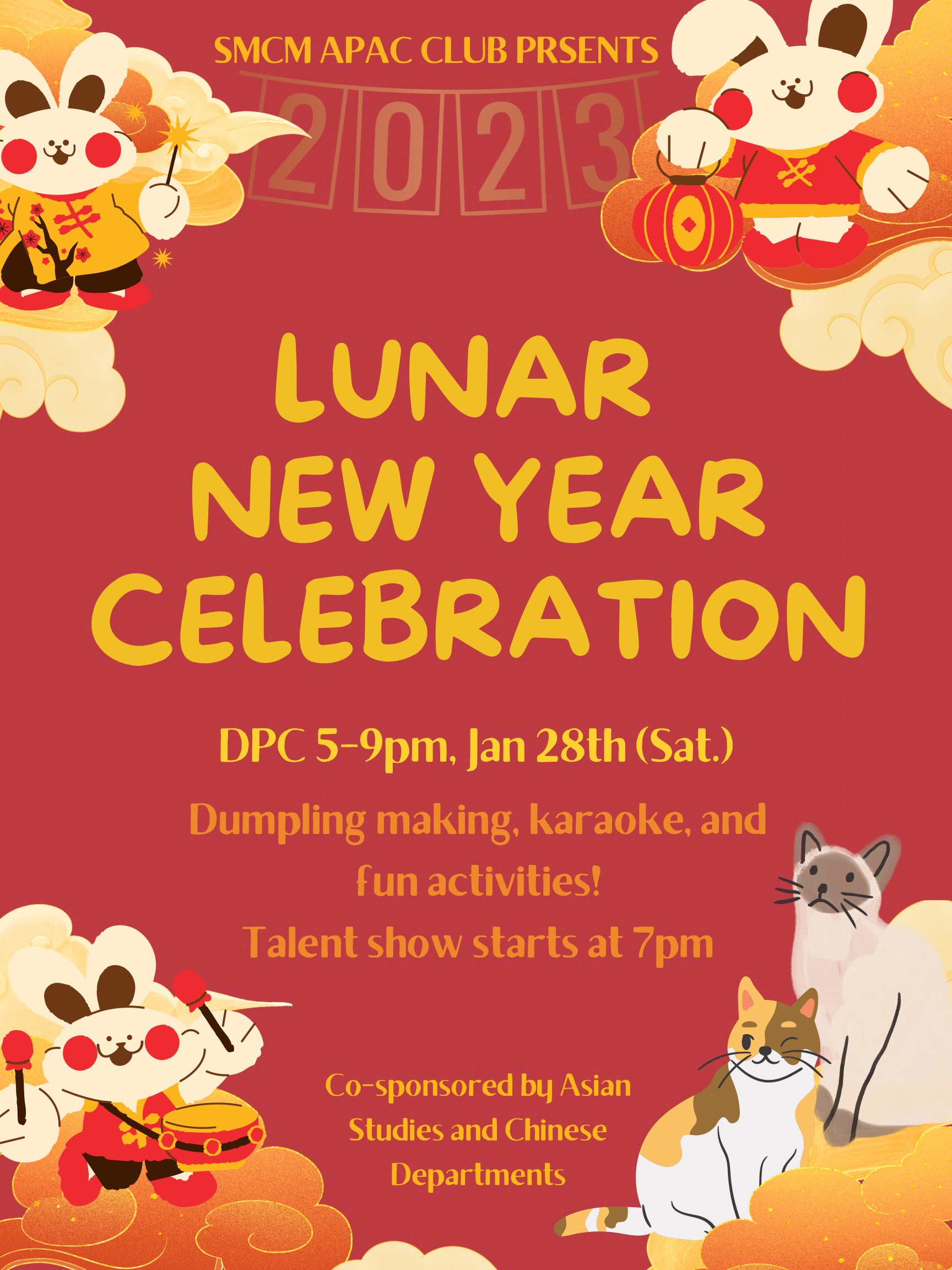 Announcement Flyer for SMCM Lunar New Year Celebration 2023 - Year of the Rabbit!