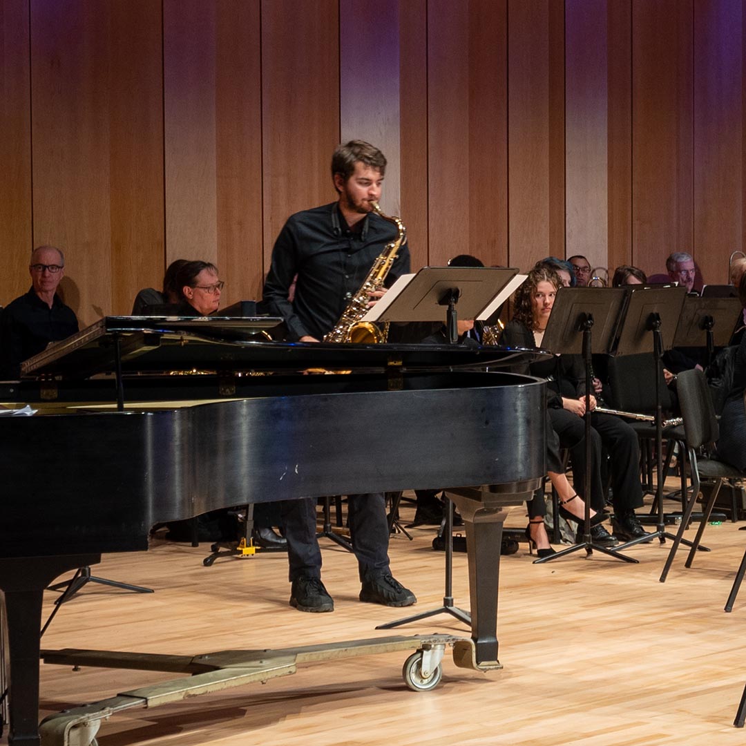 saxophonist with jazz ensemble