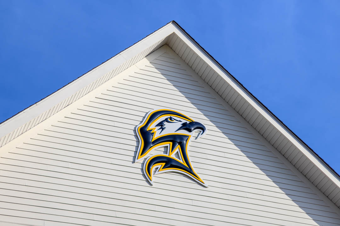 SMCM Seahawk logo on roof of building