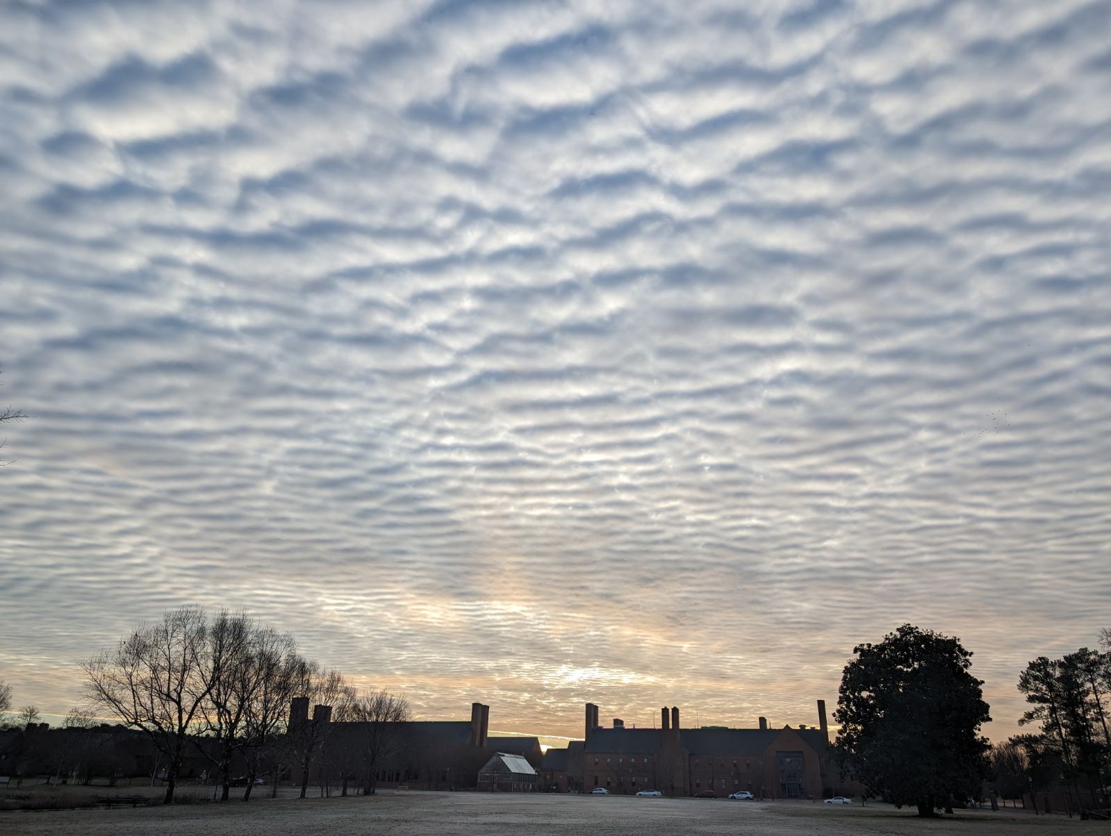 clouds over goodpaster and Schaefer halls 