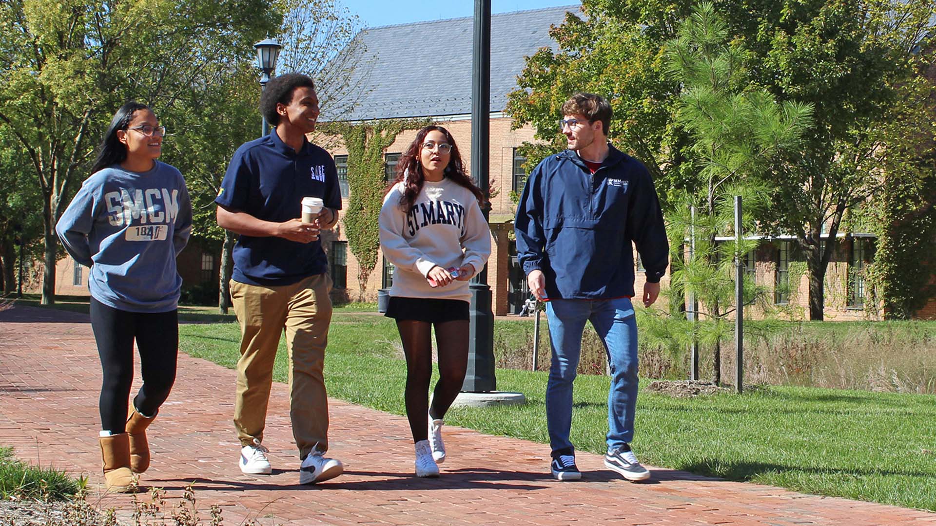 Image of students walking on the beautiful SMCM campus