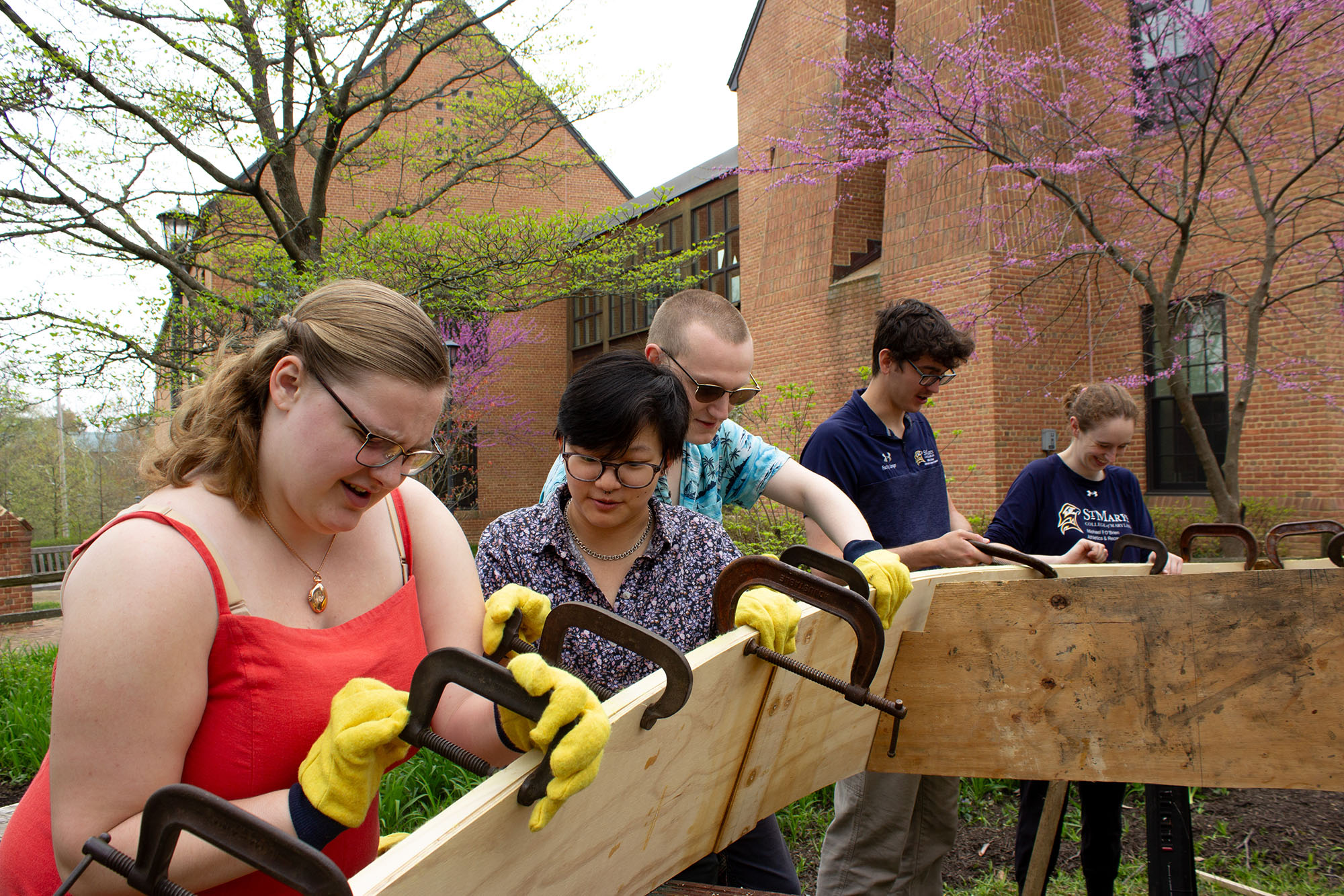 clamping the chine during boat building for Topics in Museum Studies class