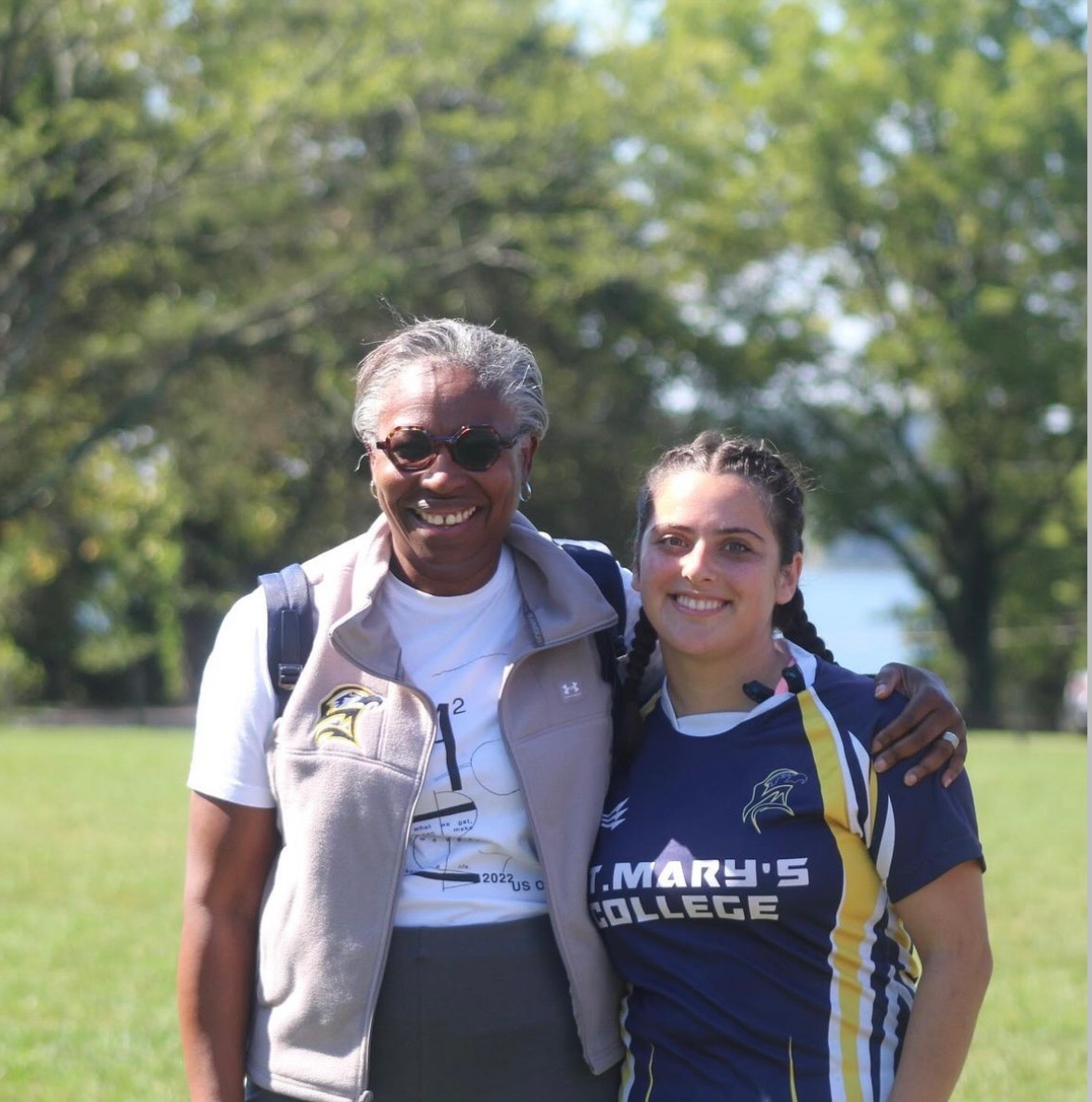 President Jordan and Camila Leiva pose after Women's Rugby last tournament. 