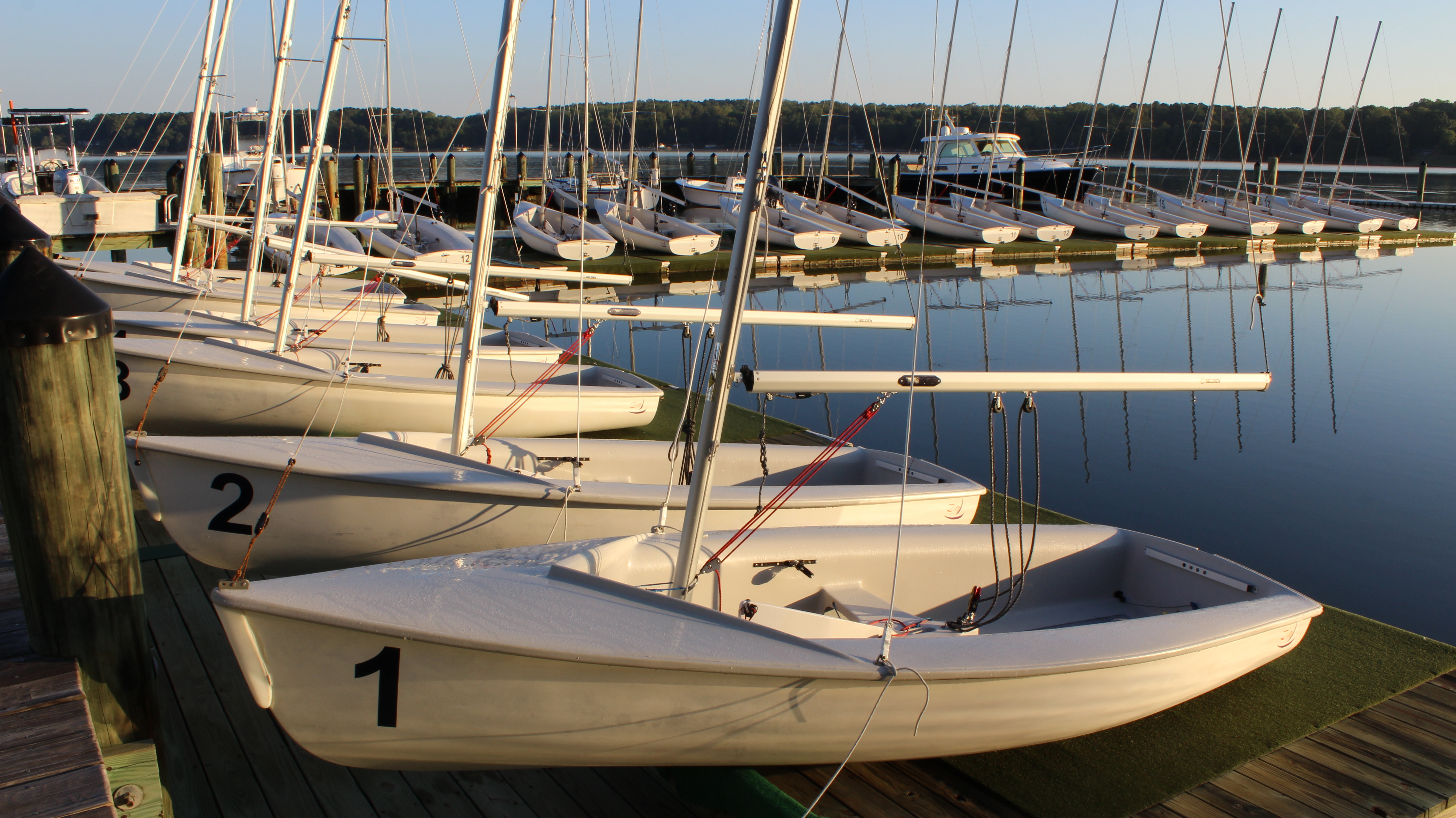 Boats by the docks in the morning.