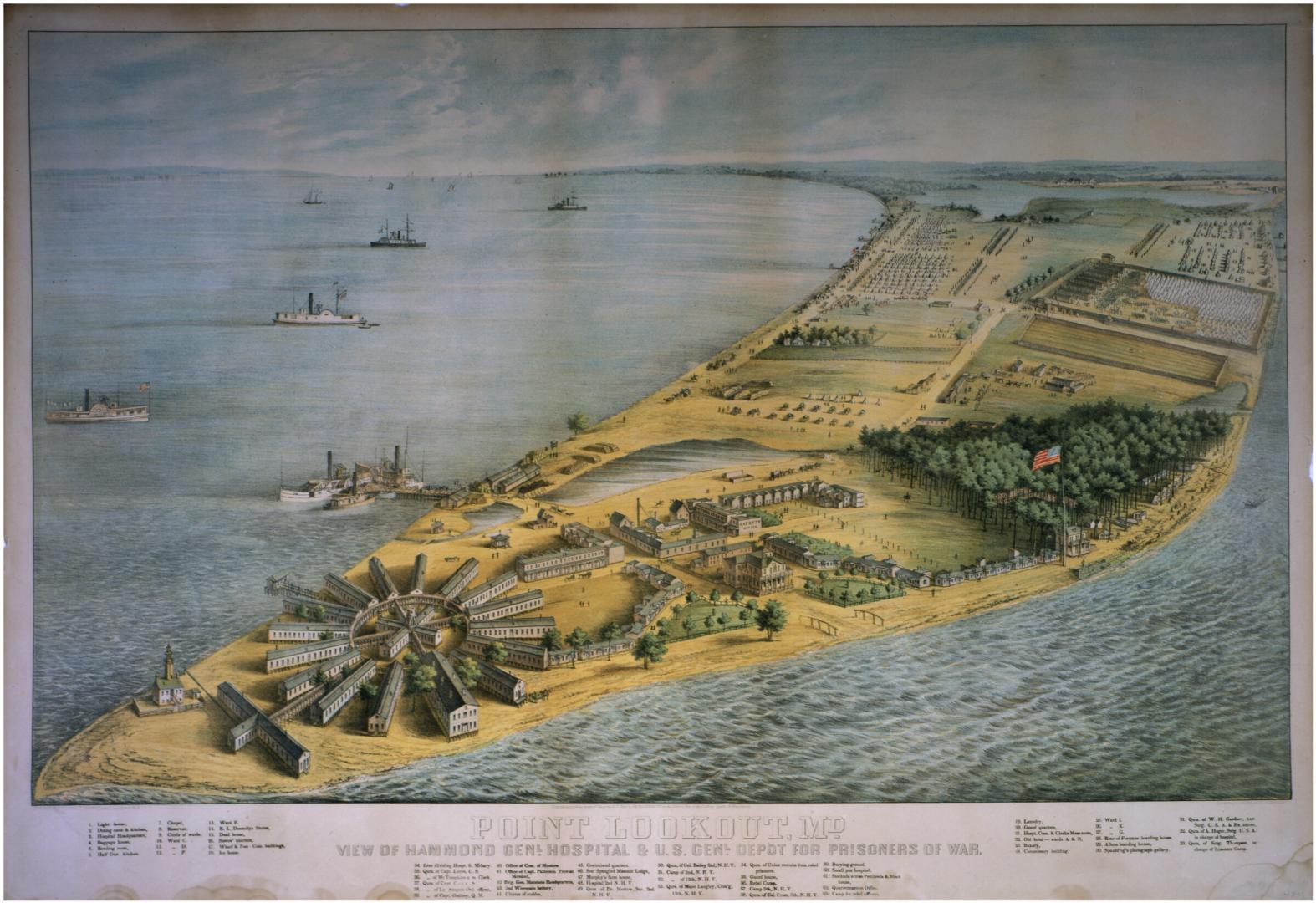 Point Lookout 1864 showing Hammond General Hospital. From the Maryland Center for History and Culture