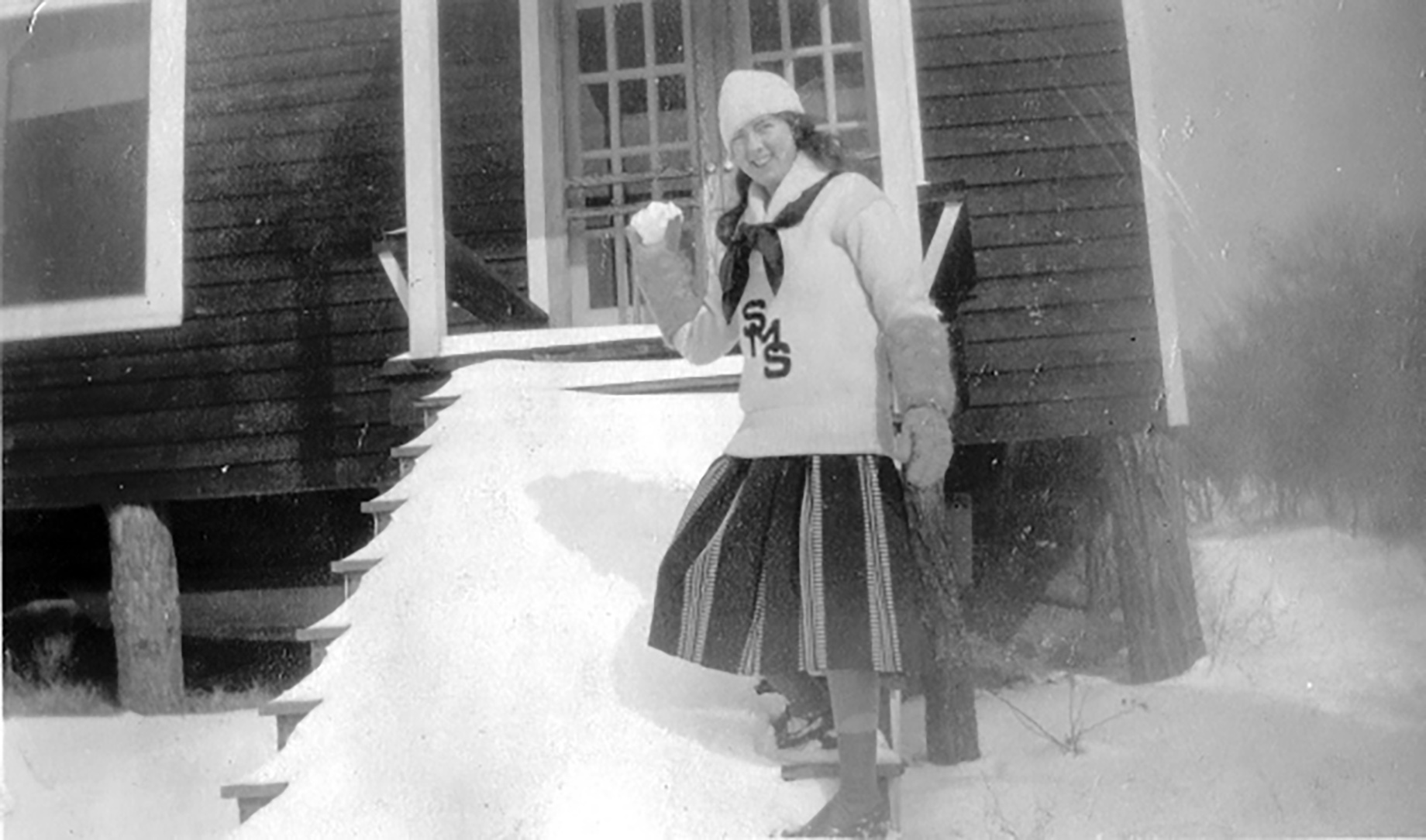 St. Mary's Seminary student in snow 1922