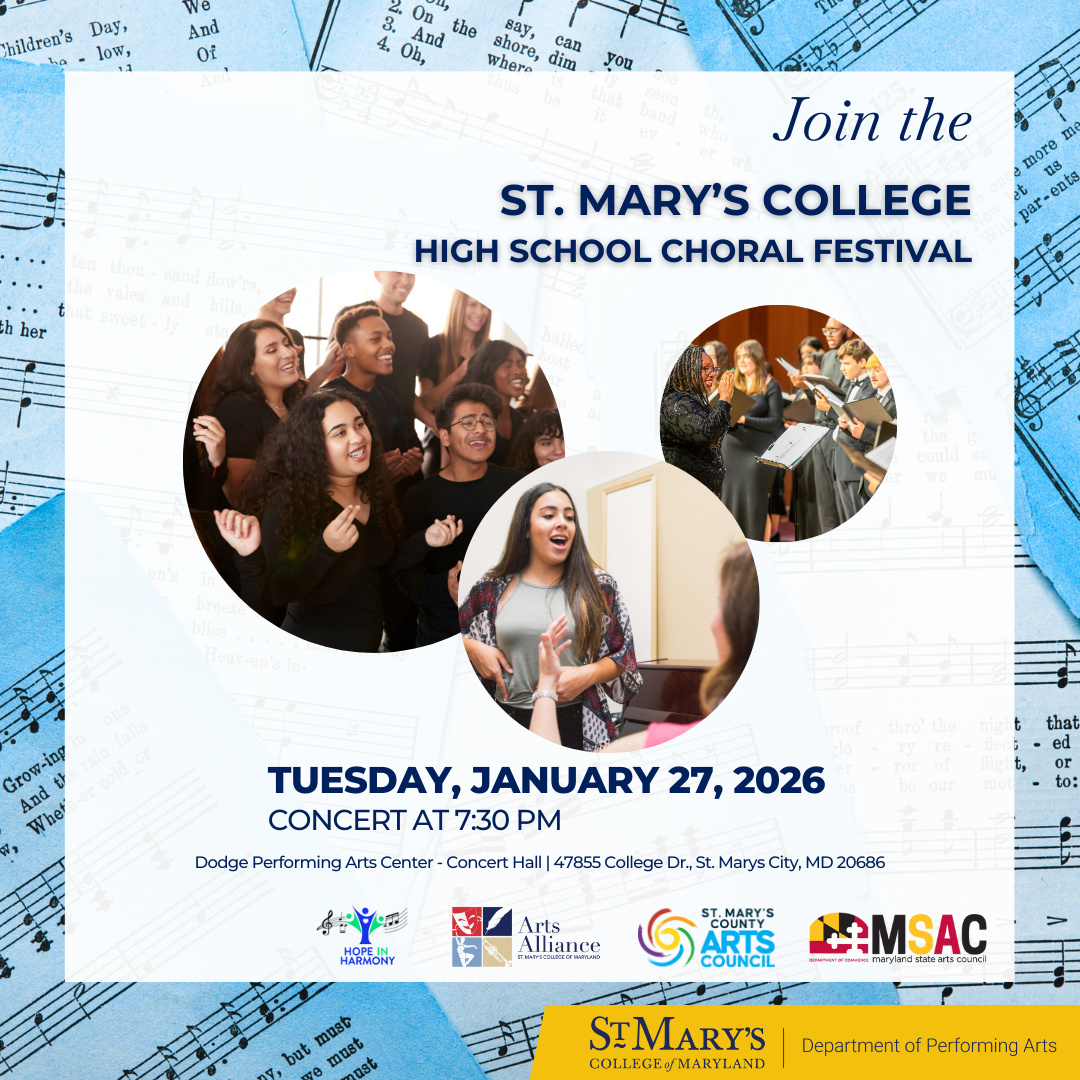 Promotional flyer for the St. Mary’s College High School Choral Festival on January 27, 2026, featuring photos of students singing and event details.