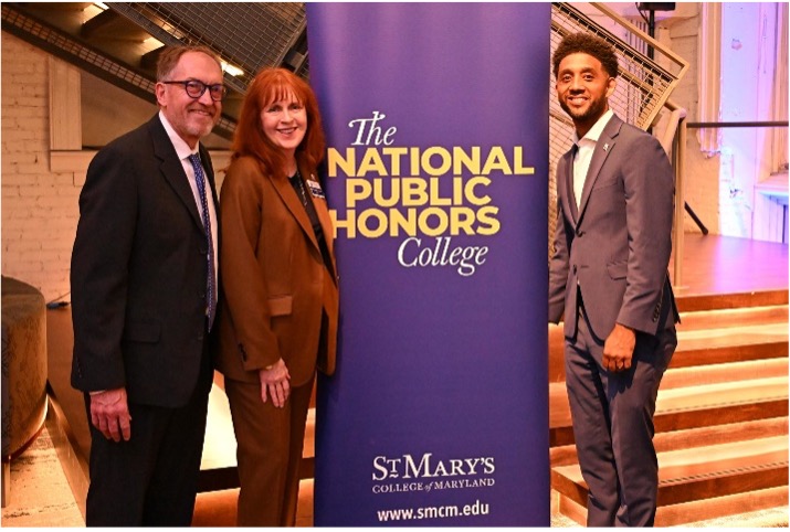 SMCM President Phillips with her husband and Mayor of Baltimore Brandon Scott