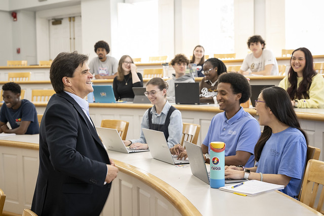 Lecture hall full of SMCM students listening to their professor