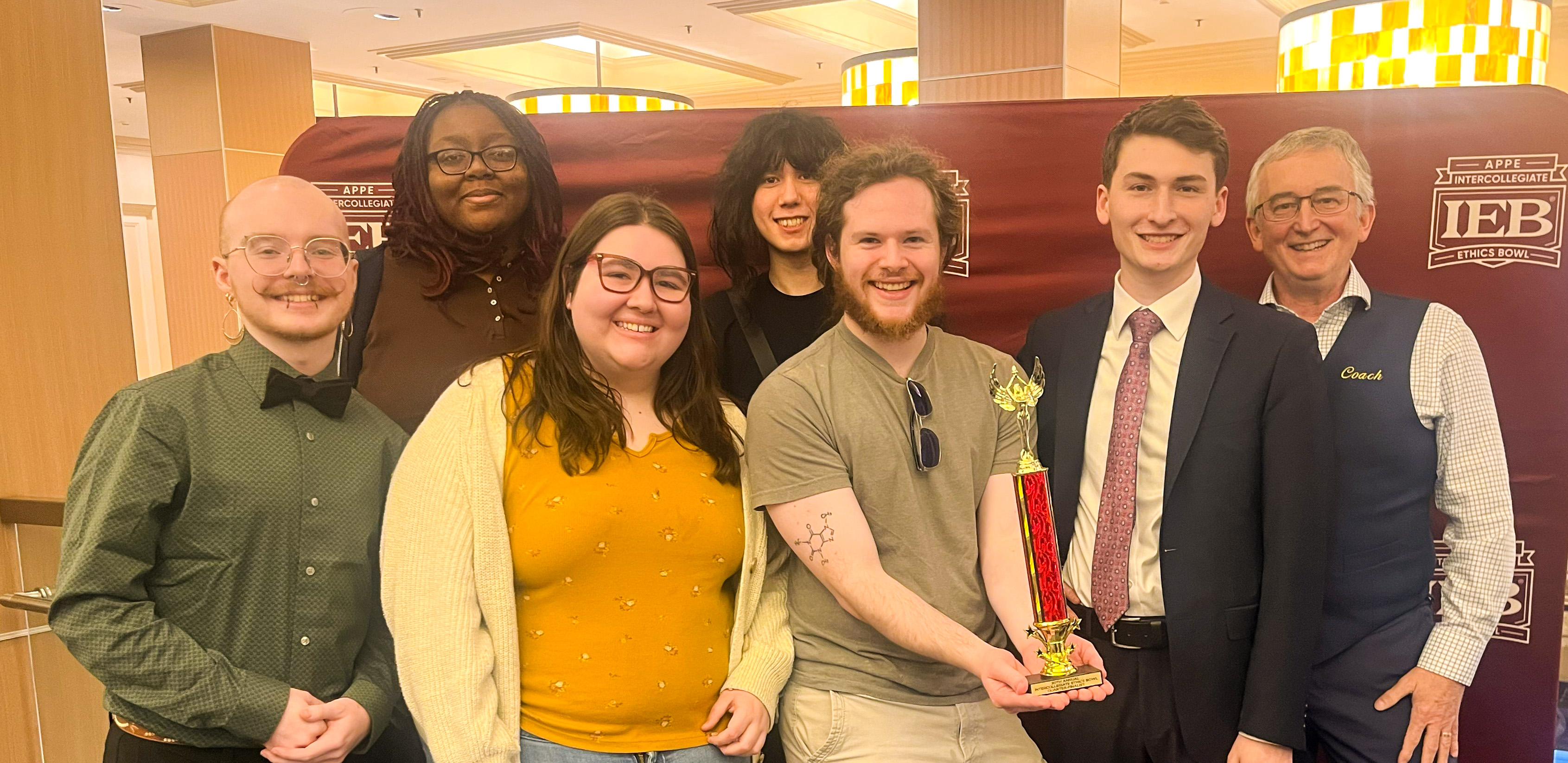 SMCM ethics bowl team with quarterfinalist tropy