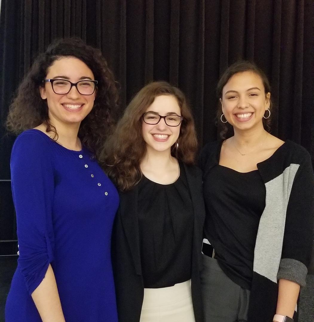 Justyce Bennett ’19, Lindsay Wooleyhand ’19, and Emma Hugonnet pictured