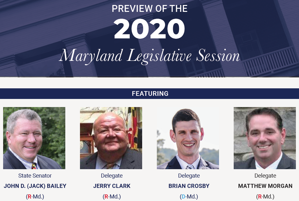 State Senator John D. (Jack) Bailey (R-Md.), Delegate Jerry Clark (R-Md.), Delegate Brian Crosby (D-Md.), Delegate Matthew Morgan (R-Md.) pictured