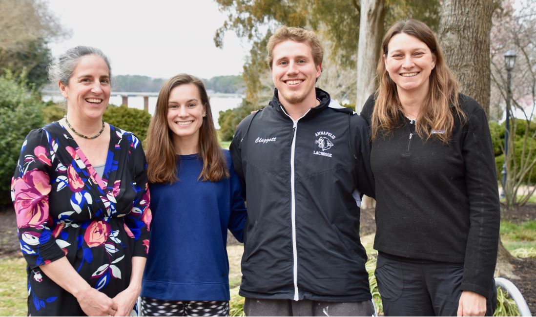 Picture of Dr. Malisch, Dr. Kohl, and SMCM students Claggett and Stevenson