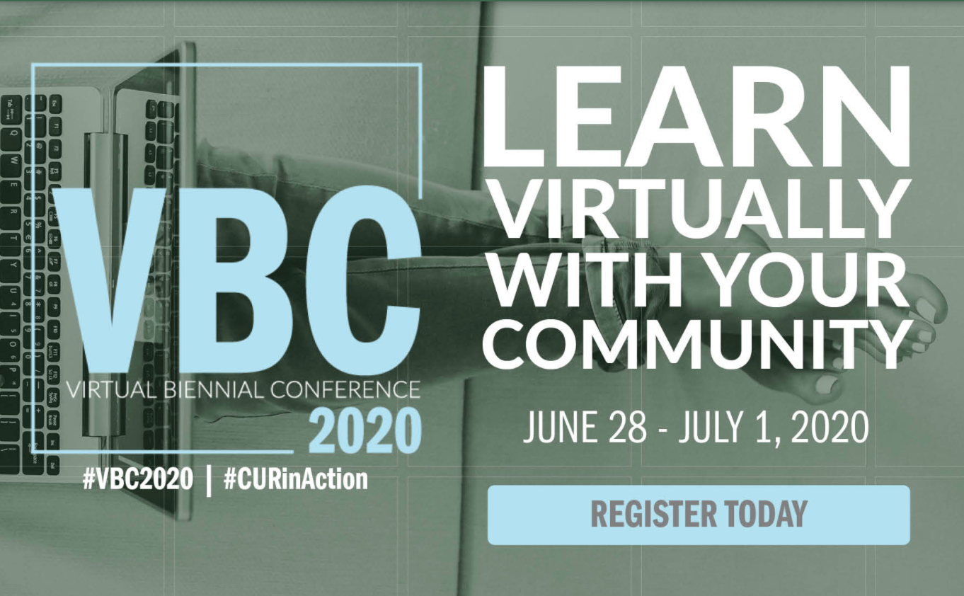 CUR Virtual Biennial Conference 2020, June 29-July 1 logo and register now information shown