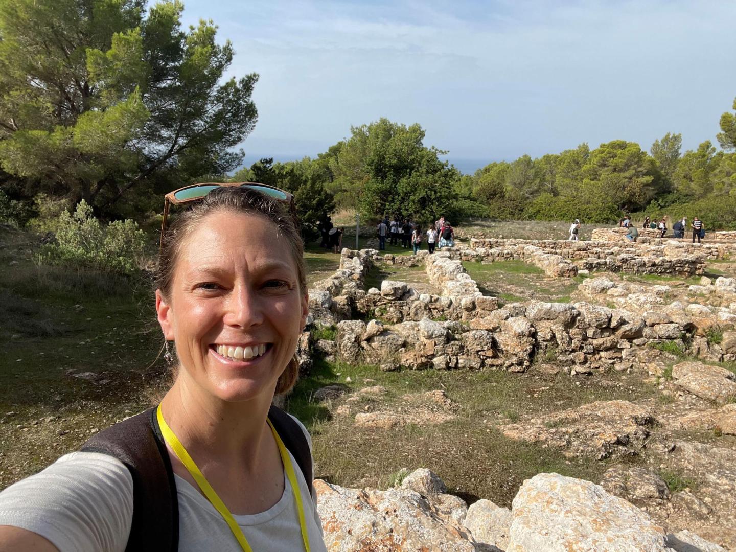 Associate Professor Malena visiting Roman ruins in Ibiza Spain