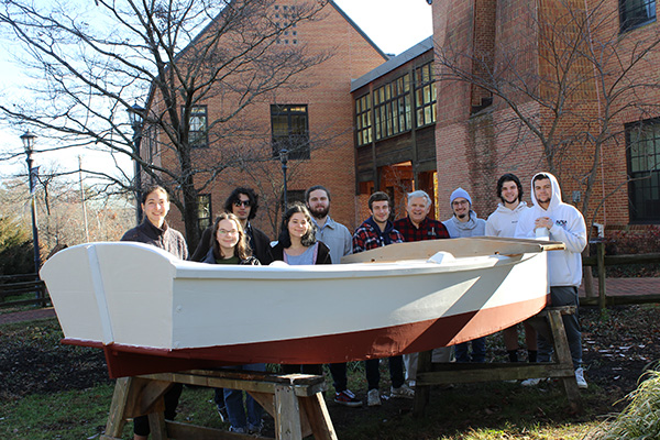 skiff built by museum studies class