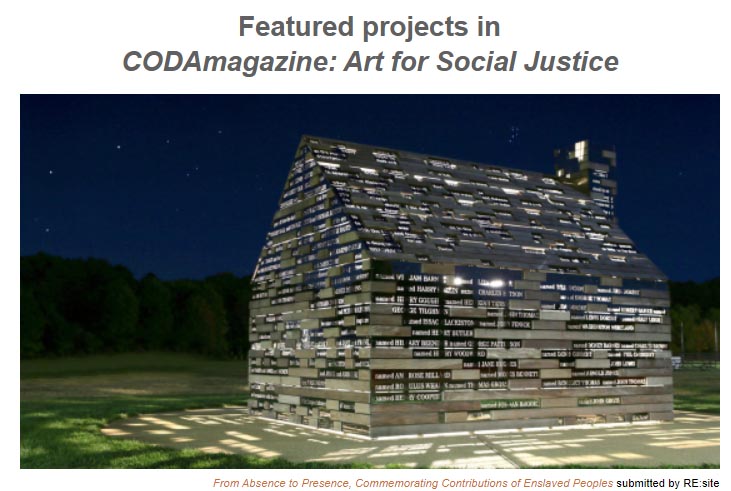 Art for Social Justice featuring night time photo of the Commemorative to Enslaved Peoples of Southern Maryland