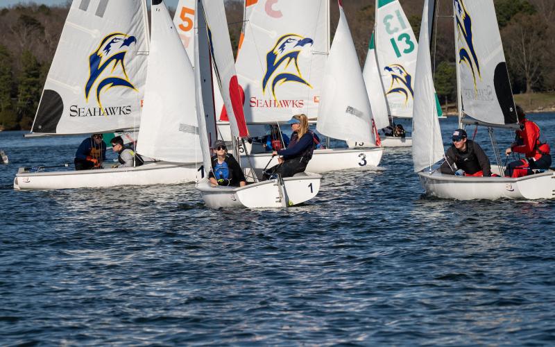 Students sailing down the river