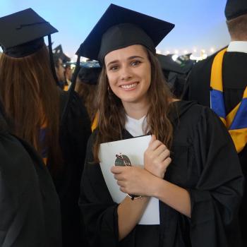 student at commencement pictured