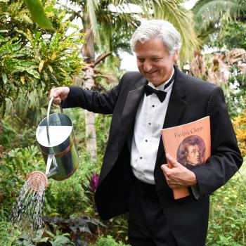 Brian Ganz pictured with a watering can