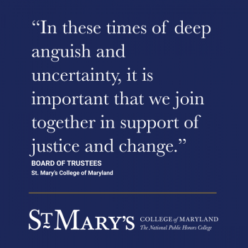 Image quoting the Board: "In these times of deep anguish and uncertainty, it is important that we join together in support of justice and change."