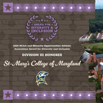 image of overhead shot of campus with graphic to the left that says St. Mary's College of Maryland honoree 