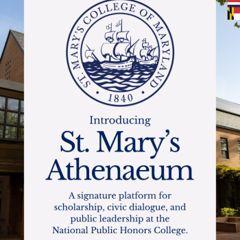 St. Mary’s College of Maryland logo above text introducing St. Mary’s Athenaeum, a platform for scholarship and leadership at the National Public Honors College.