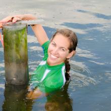 Cassie Gurbisz doing research in Chesapeake Bay