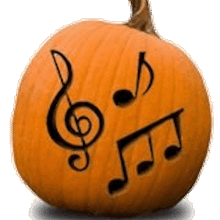 musical notes on a pumpkin