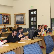 students at alumni career presentation