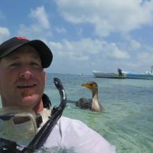 Seabird McKeon and Stan the Double Crested Cormorant pictured