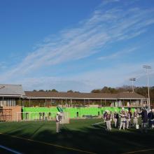 Jamie L. Roberts Stadium in progress of construction with student athletes 