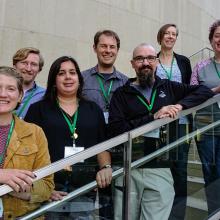 Director of the Center for Inclusive Teaching and Learning Samantha Elliott, and members of the two departments involved in the CUR-TP Project, including psychology: Professor Aileen Bailey (co-lead), Assistant Professor James Mantell (co-lead), Assistant Professor Torry Dennis, Assistant Professor Gina Fernandez, and chemistry/biochemistry: Associate Professor Kelly Neiles (co-lead), Assistant Professor Geoffrey Bowers, and Assistant Professor Daniel Chase pictured