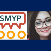 St. Mary's Young Professionals logo left and image of Mary Wagner right