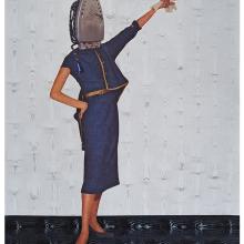 Image: “(I am) Not An Iron,” from “Hall of Portraits from The History of Machines,”  59" x 42", acrylic painting over print on canvas, 2019