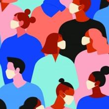 Graphic image of people wearing masks