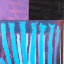 Total Station No. 4, 2019, acrylic and oil on canvas and wood, 34" x 24" x 3" artwork by Carrie Patterson